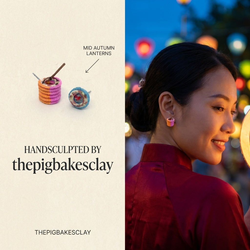 Traditional Paper Lantern Earring Studs