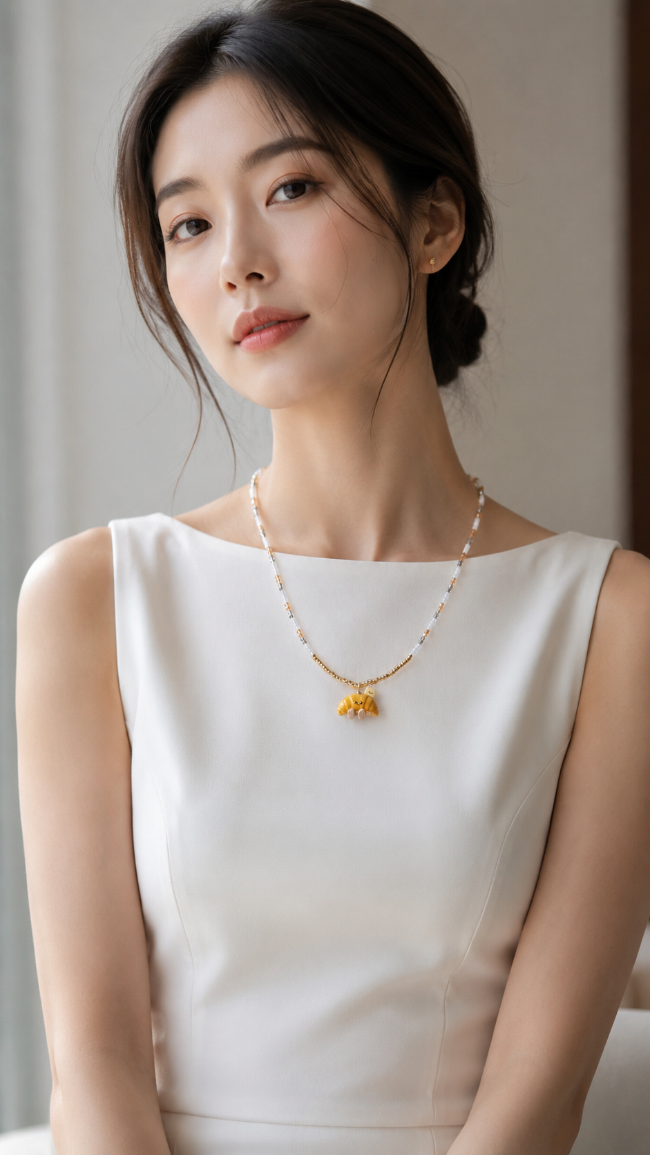 The Shiopan Jellycat and his Pet Butter Necklace in Neutrals