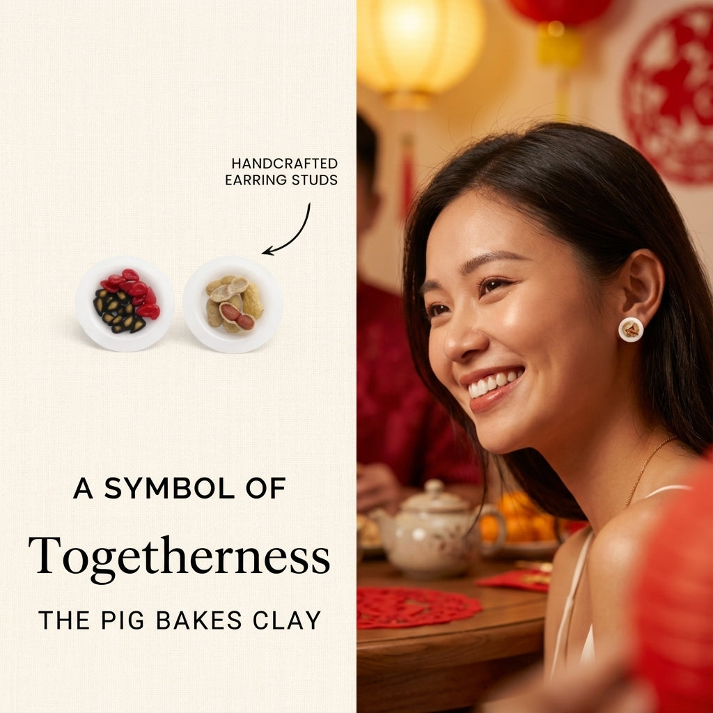 Guazi and Peanuts on Plates Earring Studs