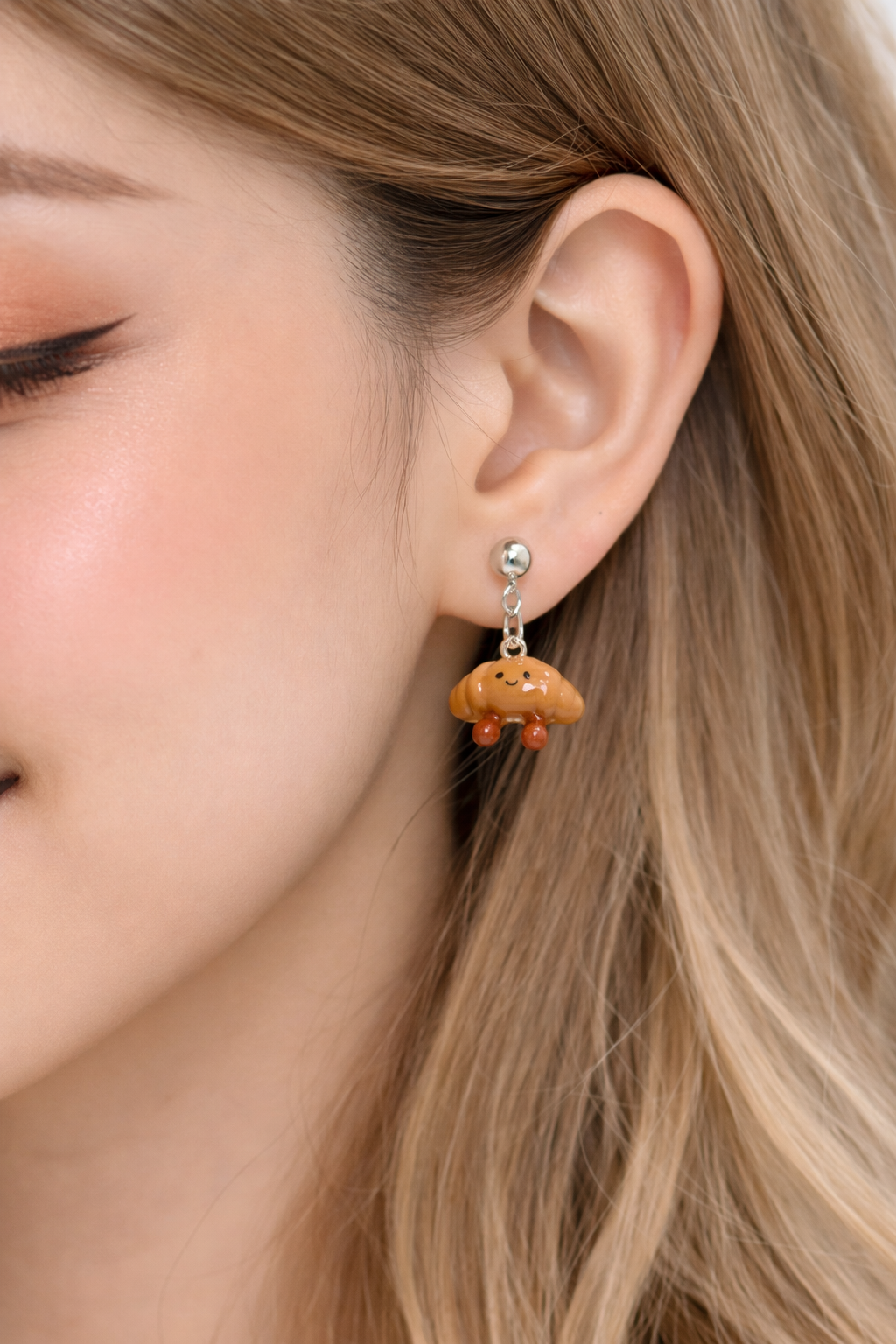 UK Jellycat-Inspired Pink Coffee Cup and Crossiant Earrings (a variety)