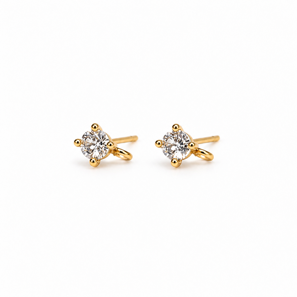 Zircon-Crystal Stud Dangle (14K Gold-plated over 925 Sterling Silver)
