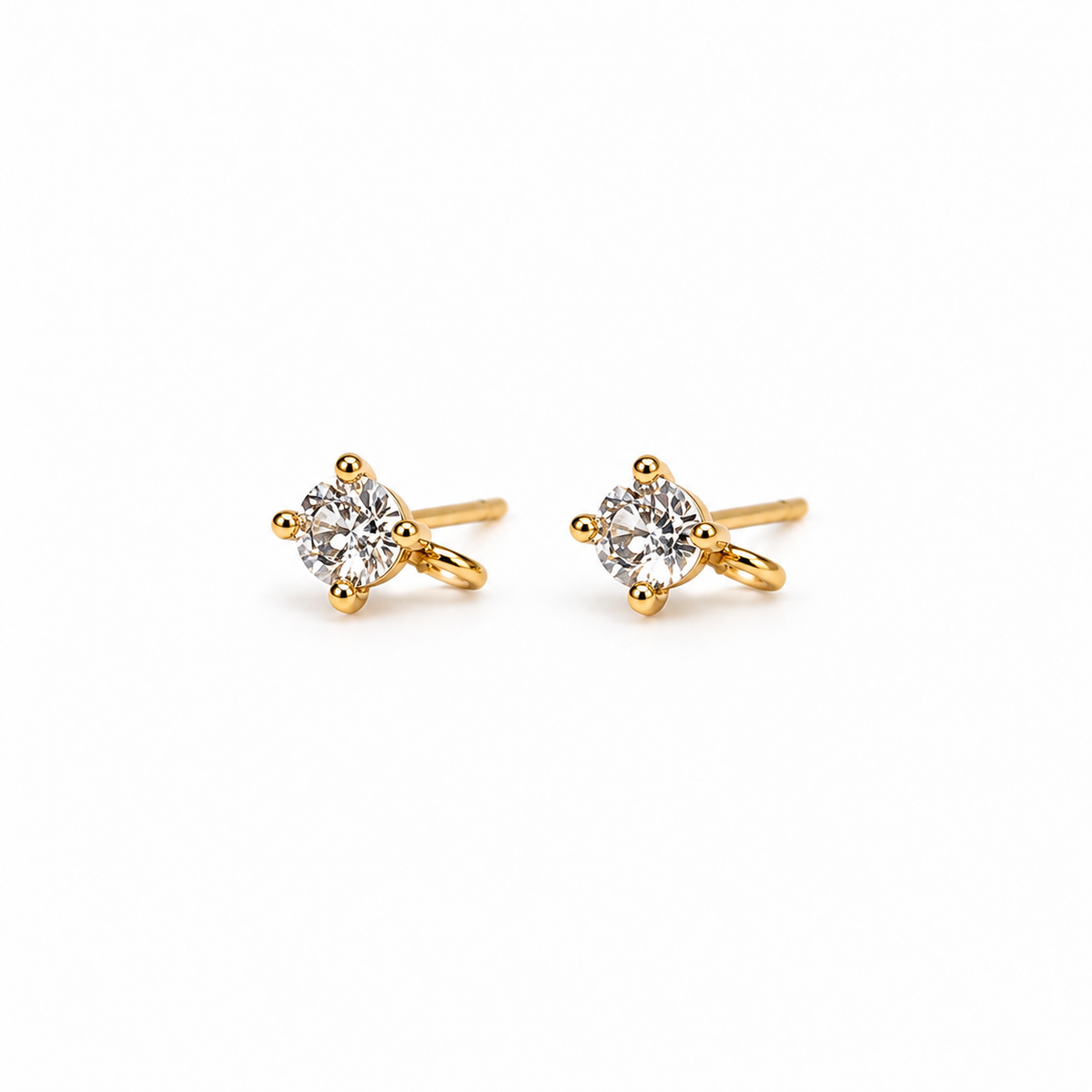 Zircon-Crystal Stud Dangle (14K Gold-plated over 925 Sterling Silver)