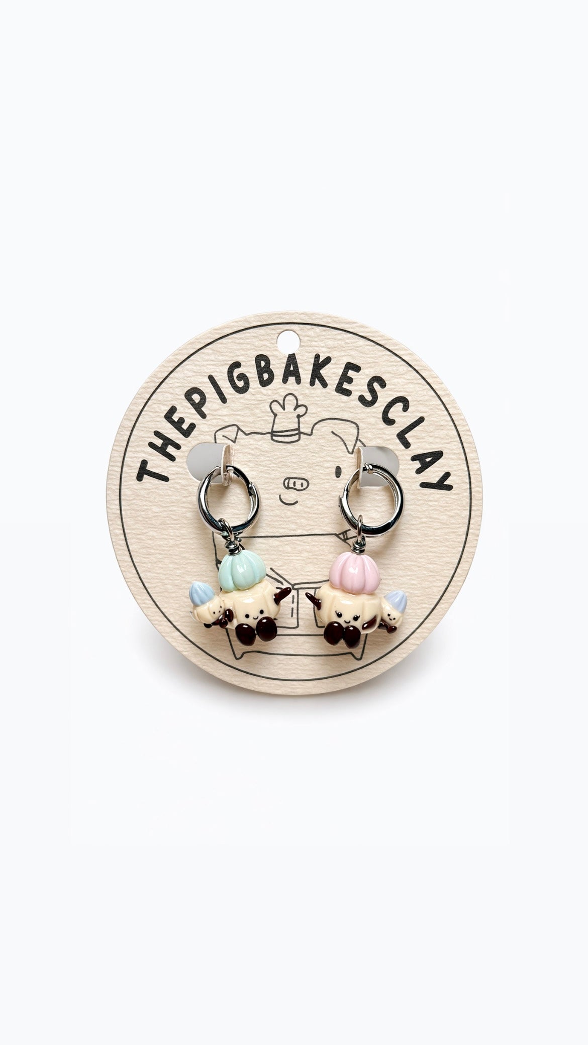 Iced Gem Biscuit Jellycats on Silver Hoop Huggies (PREORDER, wait time 6-8 weeks)