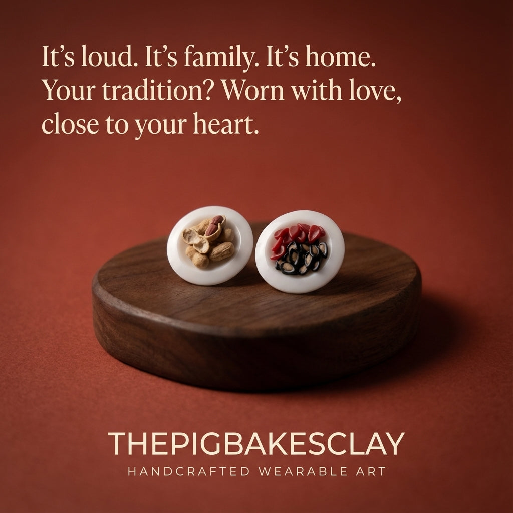 Guazi and Peanuts on Plates Earring Studs