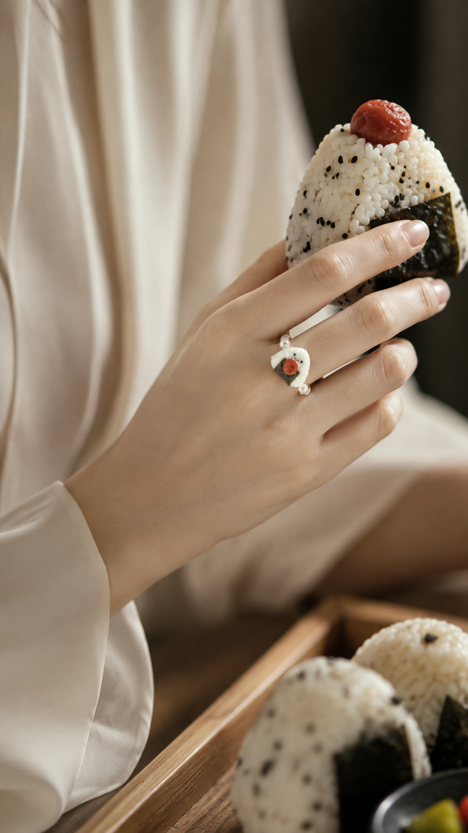 Ume Plum Onigiri Beaded Ring