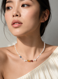 Mandarin and Bakwa Petite Jellycats on Hand-Beaded Necklace
