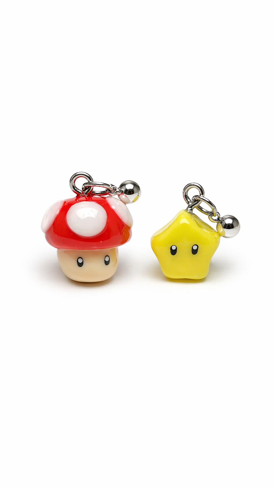 Mario-inspired Toadstool and Star Dangles
