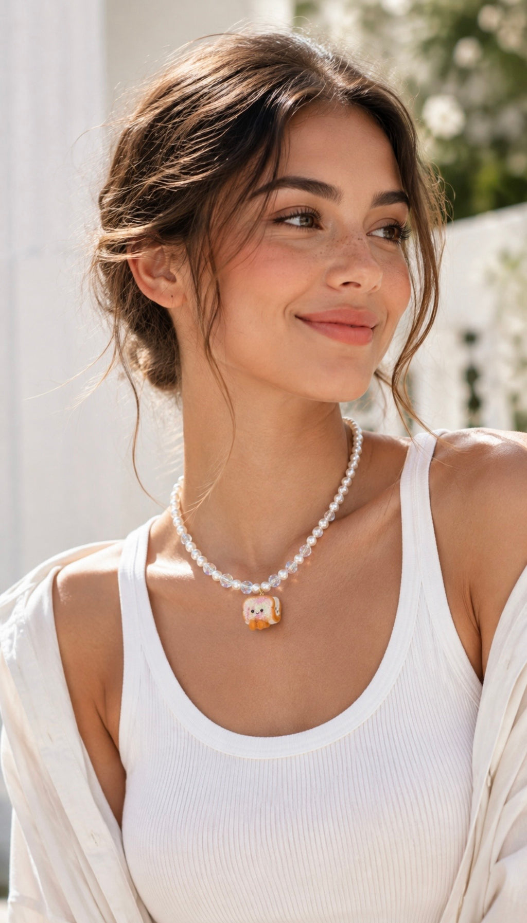 Rainbow Bread Swarovski Pearl and Crystals Necklace