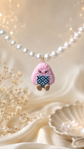 Pink Onigiri in Florals Pearl Necklace