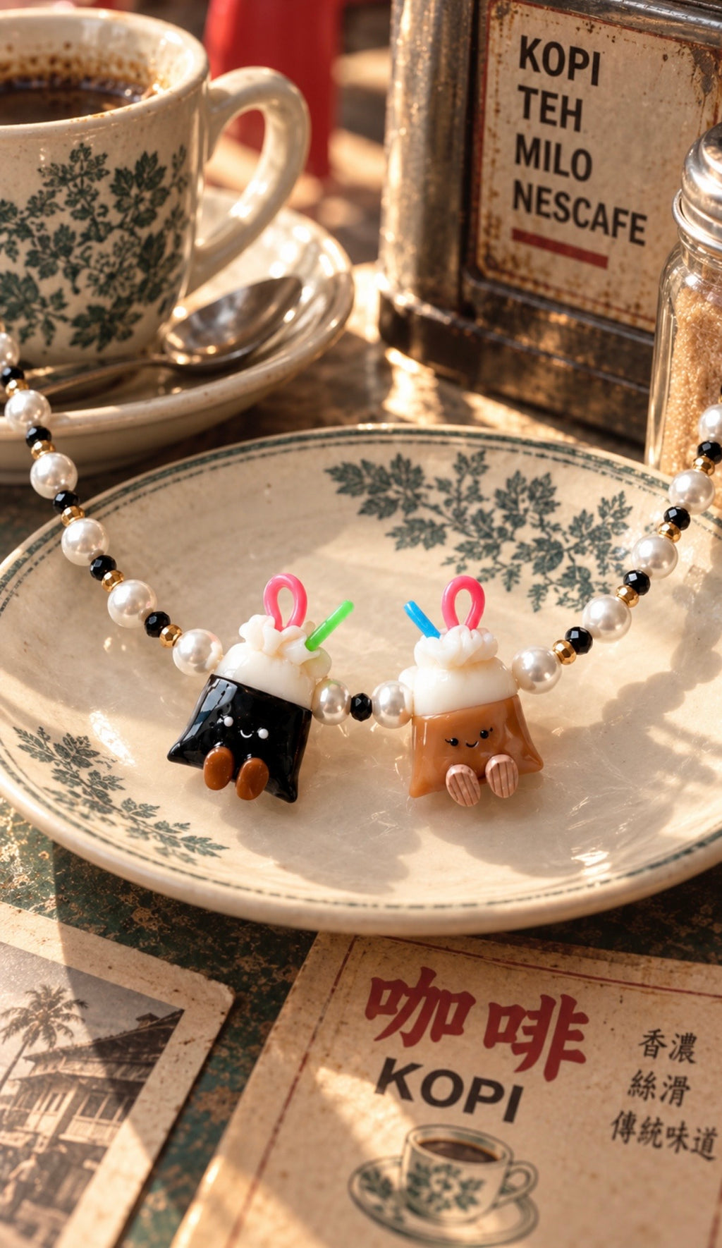 Kopi O and Kopi Hand-Beaded Choker Necklace