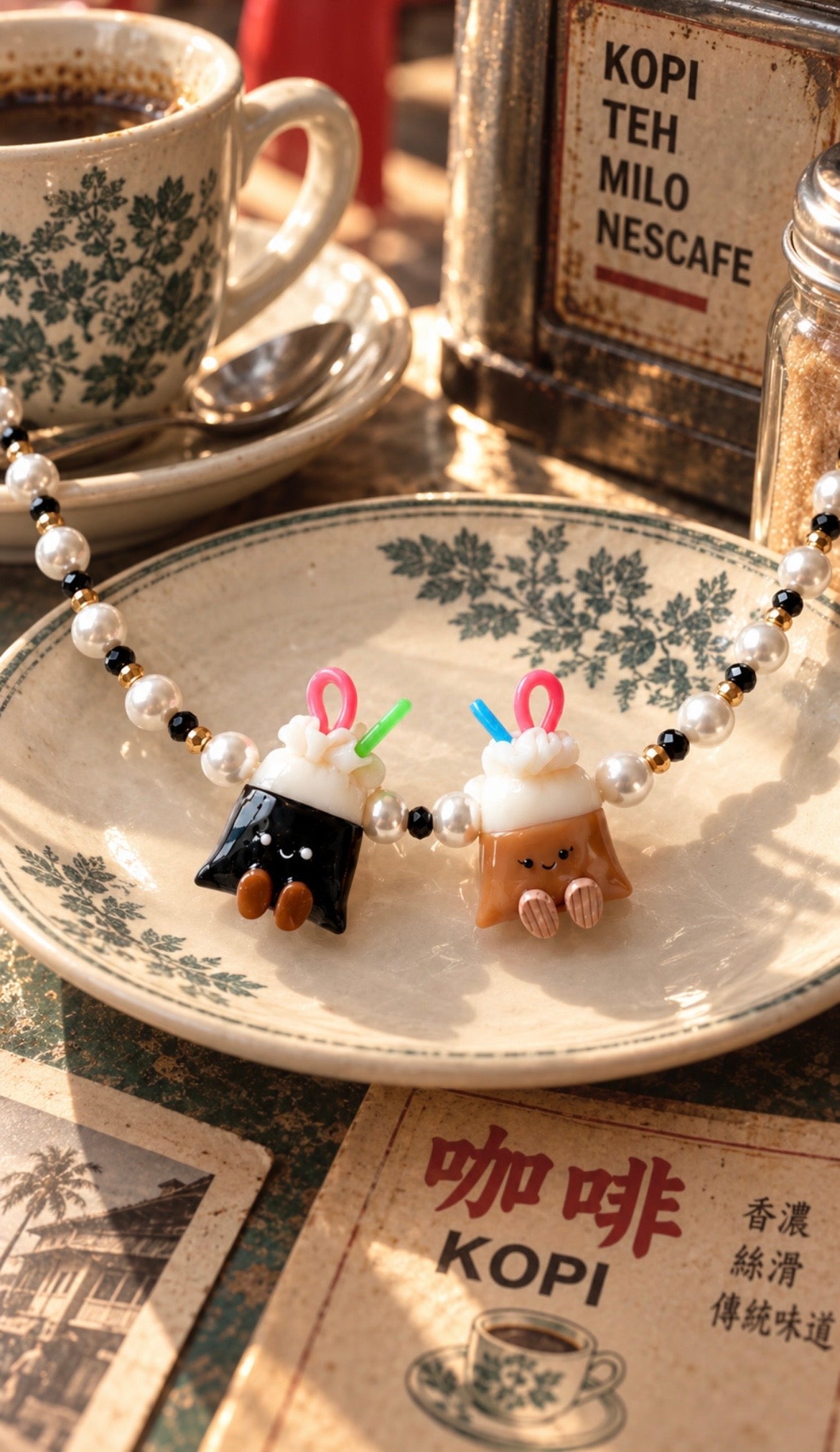 Kopi O and Kopi Hand-Beaded Choker Necklace
