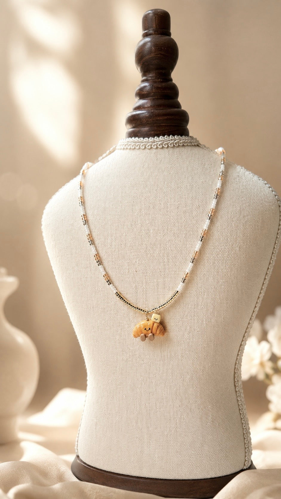 The Shiopan Jellycat and his Pet Butter Necklace in Neutrals