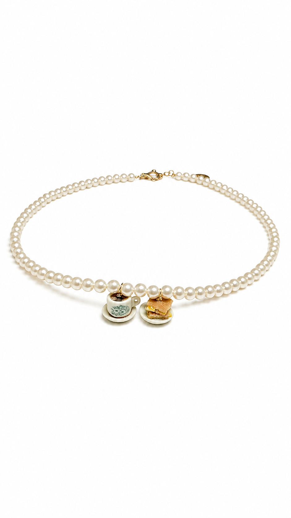 Hand-Beaded Kopi Toast Swarovski Pink-toned Pearl Necklace