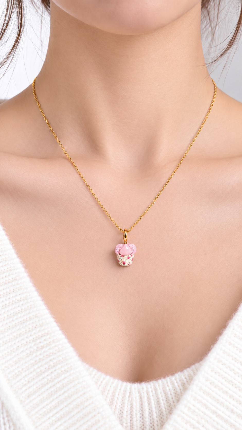 The Huat Kueh Miniature Charm in Vintage Floral and Moissanites