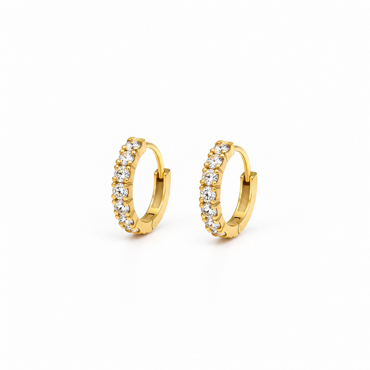 Zircon-Studded Gold Hoops (18K Gold-Plated over medical-implant grade ASTM F136 titanium)