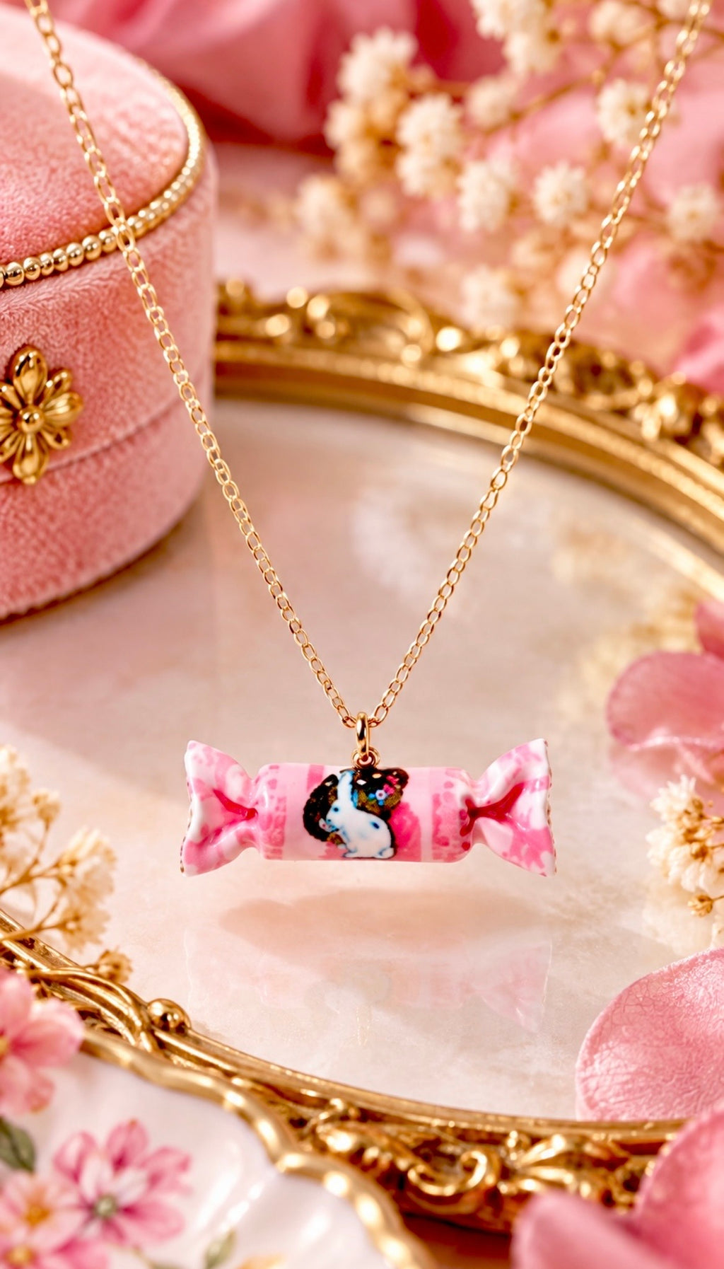 The Pink Rabbit Sweet Chain Necklace in Gold