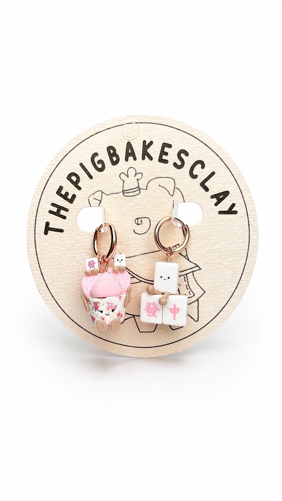Huat Kueh and Mahjong Jellycat Rose Gold Hoop Huggies (PREORDER, wait time 8-10 weeks)