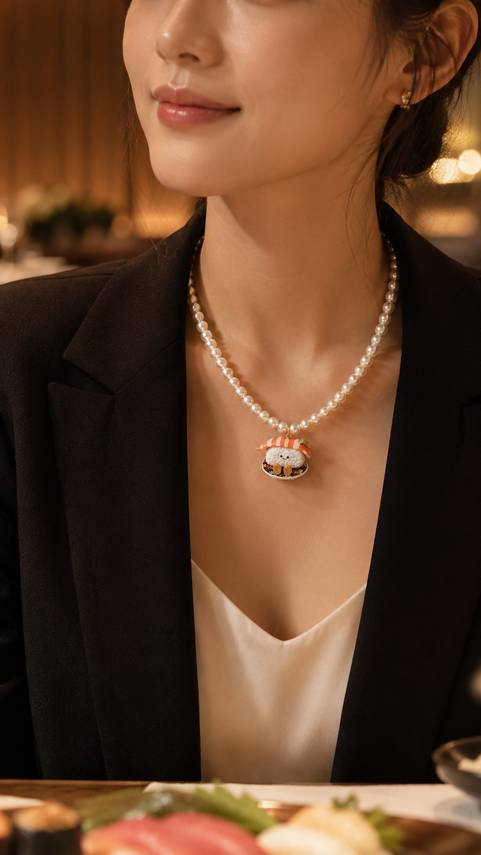 Mister Salmon Sushi Pearl Necklace
