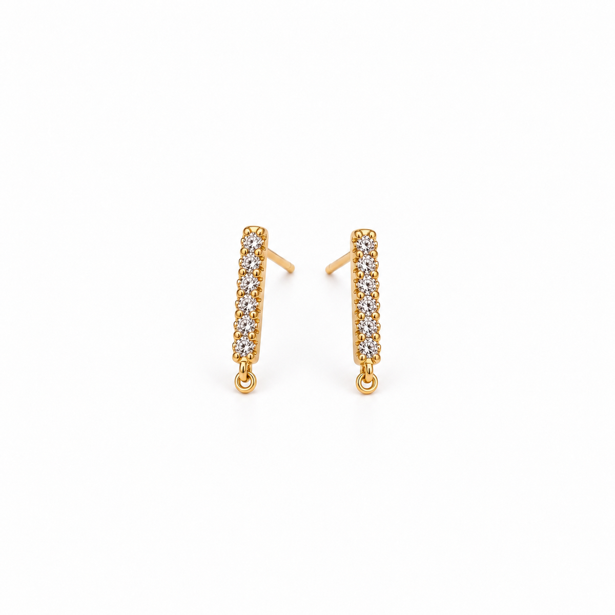 Zircon-studded Bar Stud Dangle (14K Gold-Plated over 925 Sterling Silver)