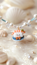 Salmon Sushi with Swaroski Pearls and Water Droplets Necklace