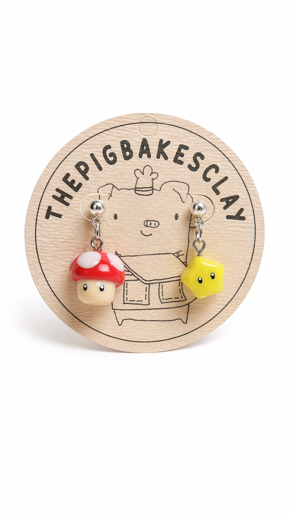 Mario-inspired Toadstool and Star Dangles
