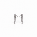 Zircon-studded Bar Stud Dangle (14K White Gold-Plated over 925 Sterling Silver)