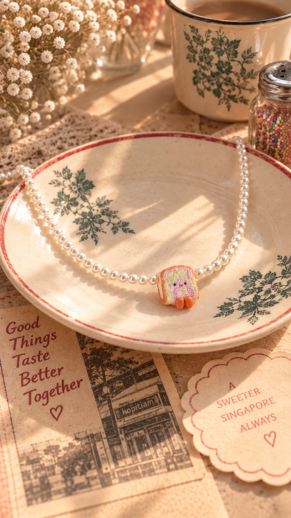 Rainbow Bread Pearl Necklace