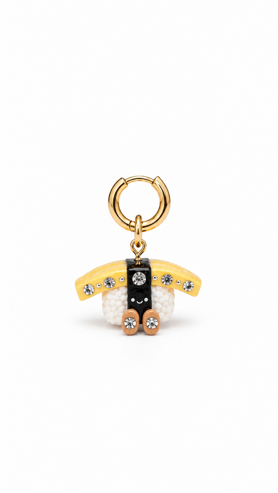 The Smiley Tamago Sushi with His Moissanites Miniature Charm