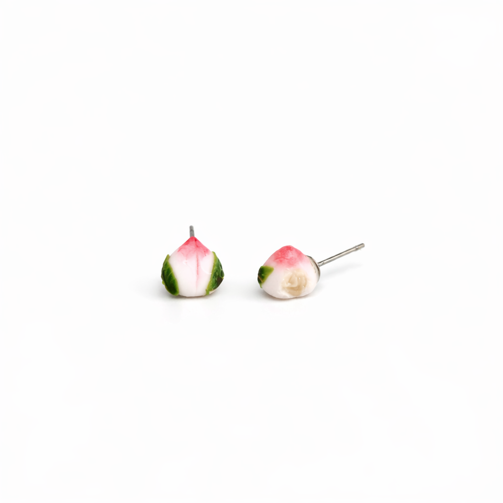 Longevity Peach Bun Earring Studs