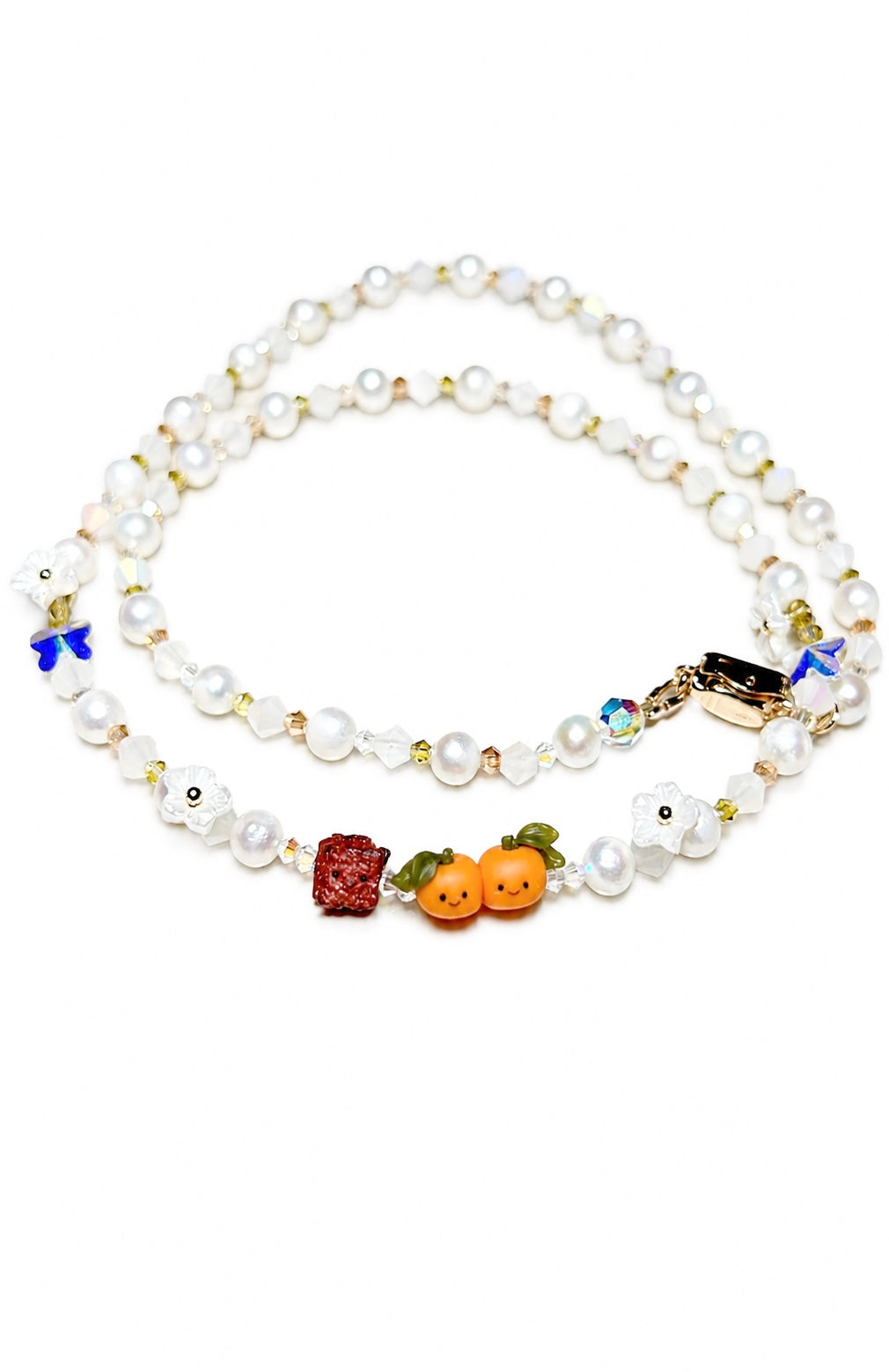 Mandarin and Bakwa Petite Jellycats on Hand-Beaded Necklace