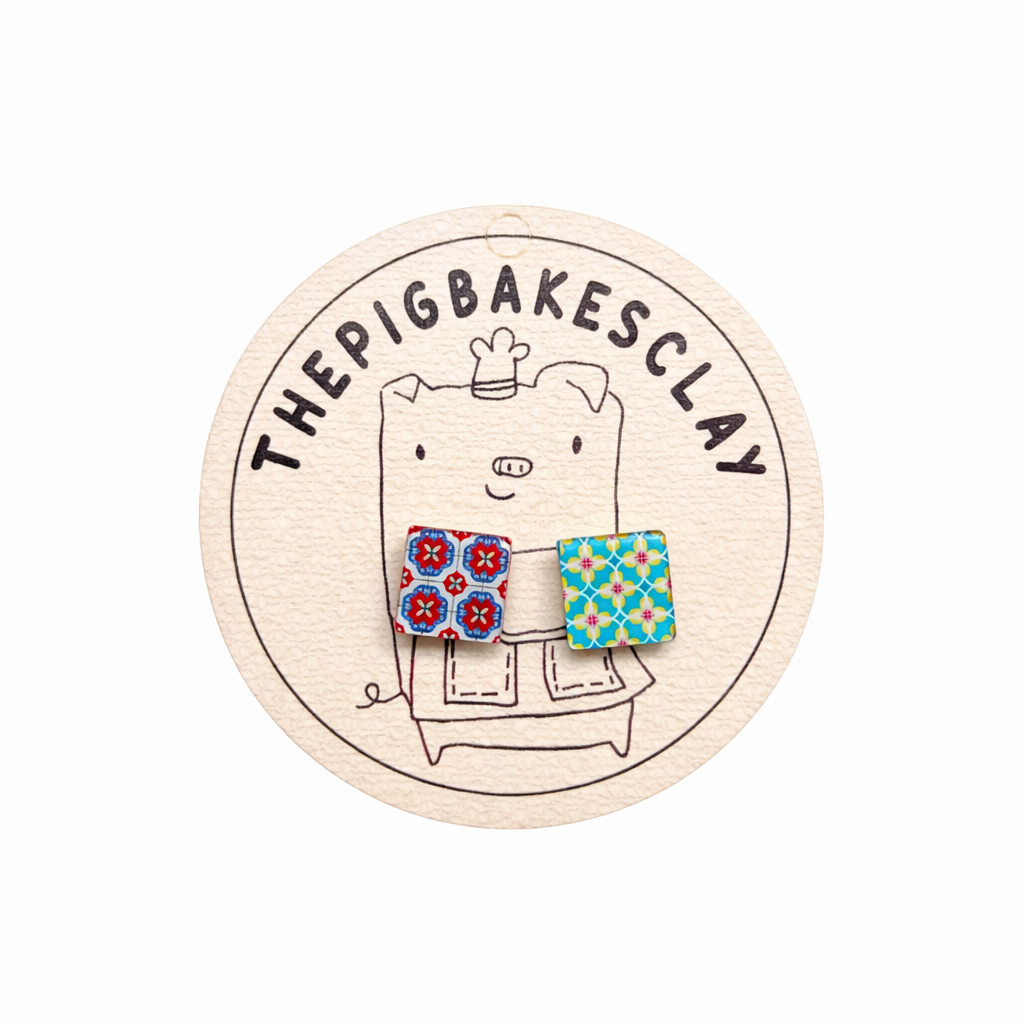 Peranakan Tiles Earring Studs (INSTOCK)