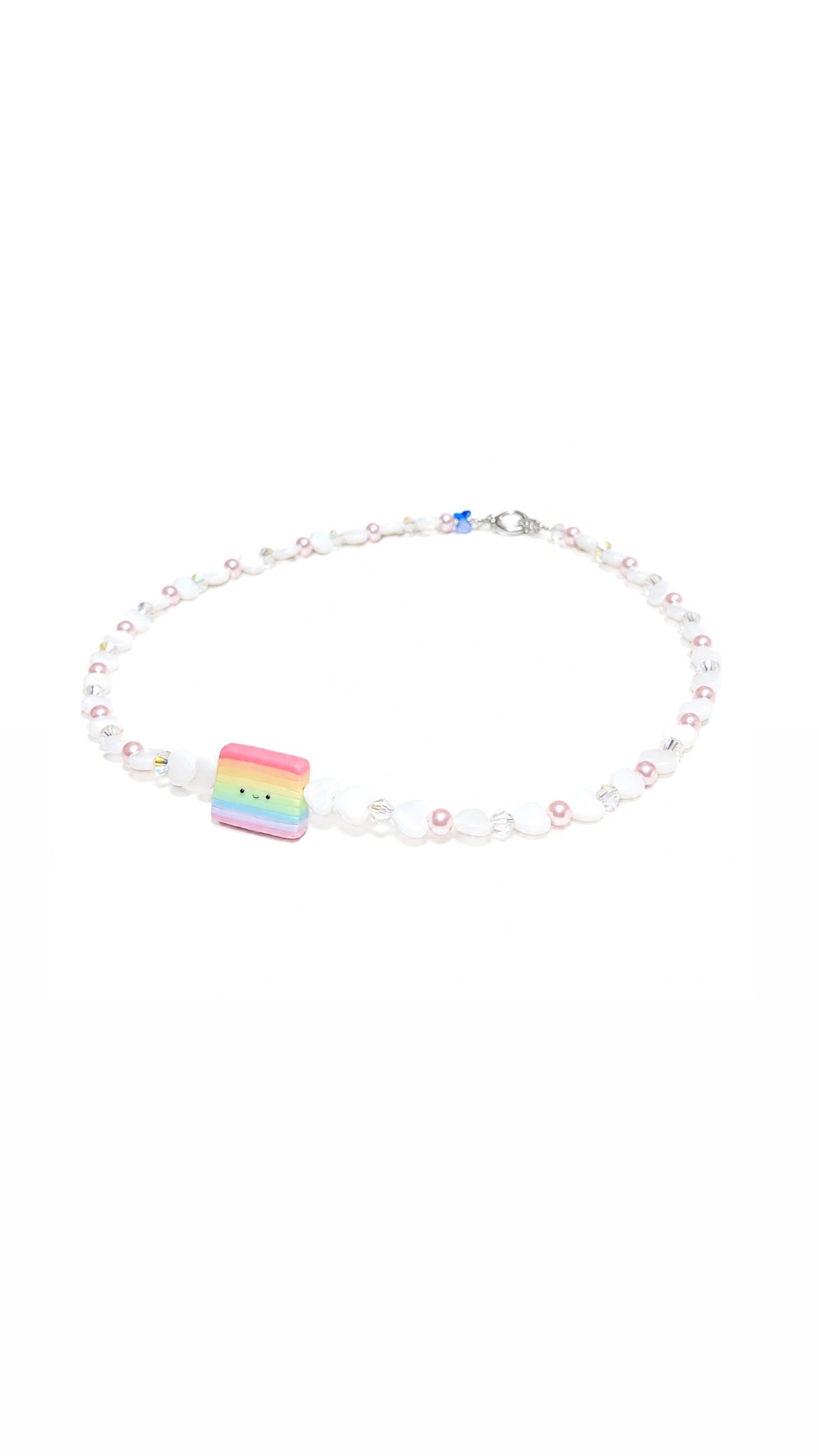 Hand-Beaded Kueh Lapis Jellycat, Mother of Pearl Heart Necklace