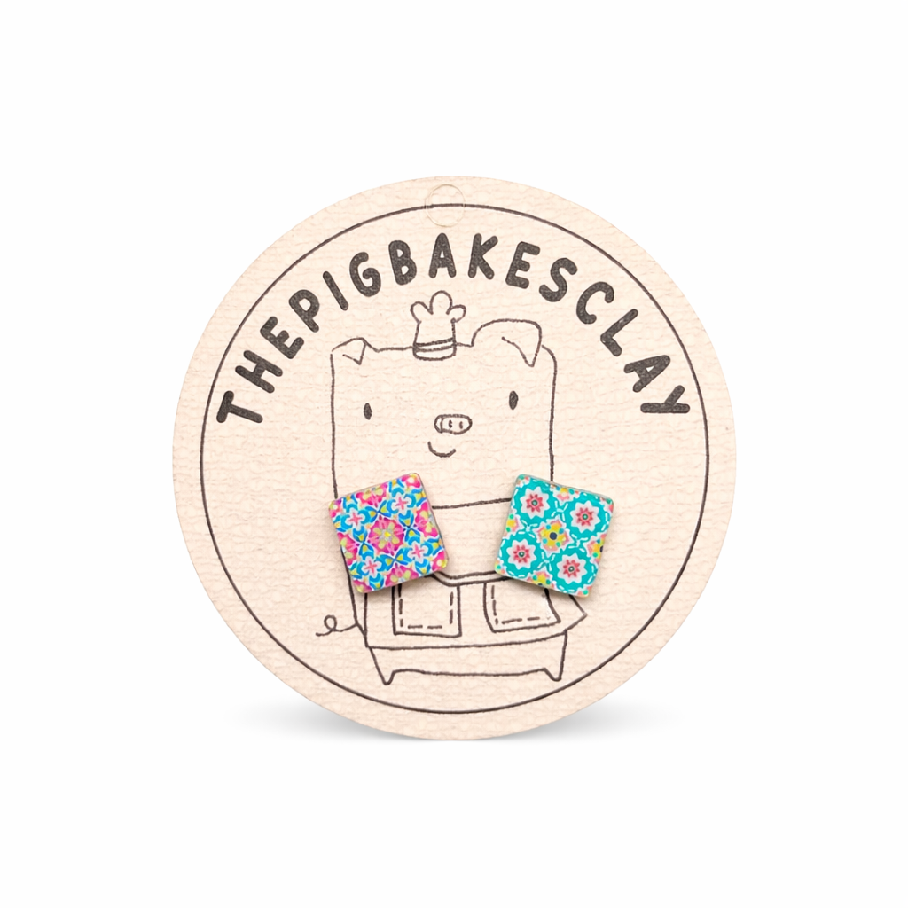 Peranakan Tiles Earring Studs (INSTOCK)