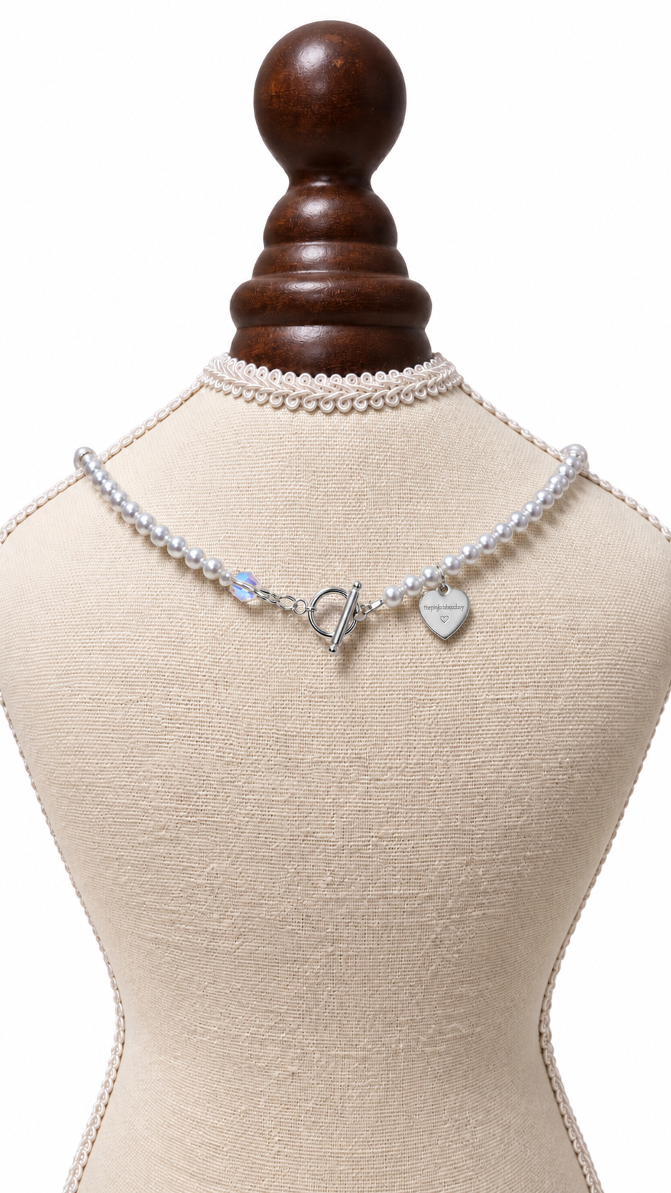 Swarovski Glass Pearl Necklace in Moonlight (hand-beaded)