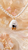 Onigiri Pearl Necklace with floral motifs