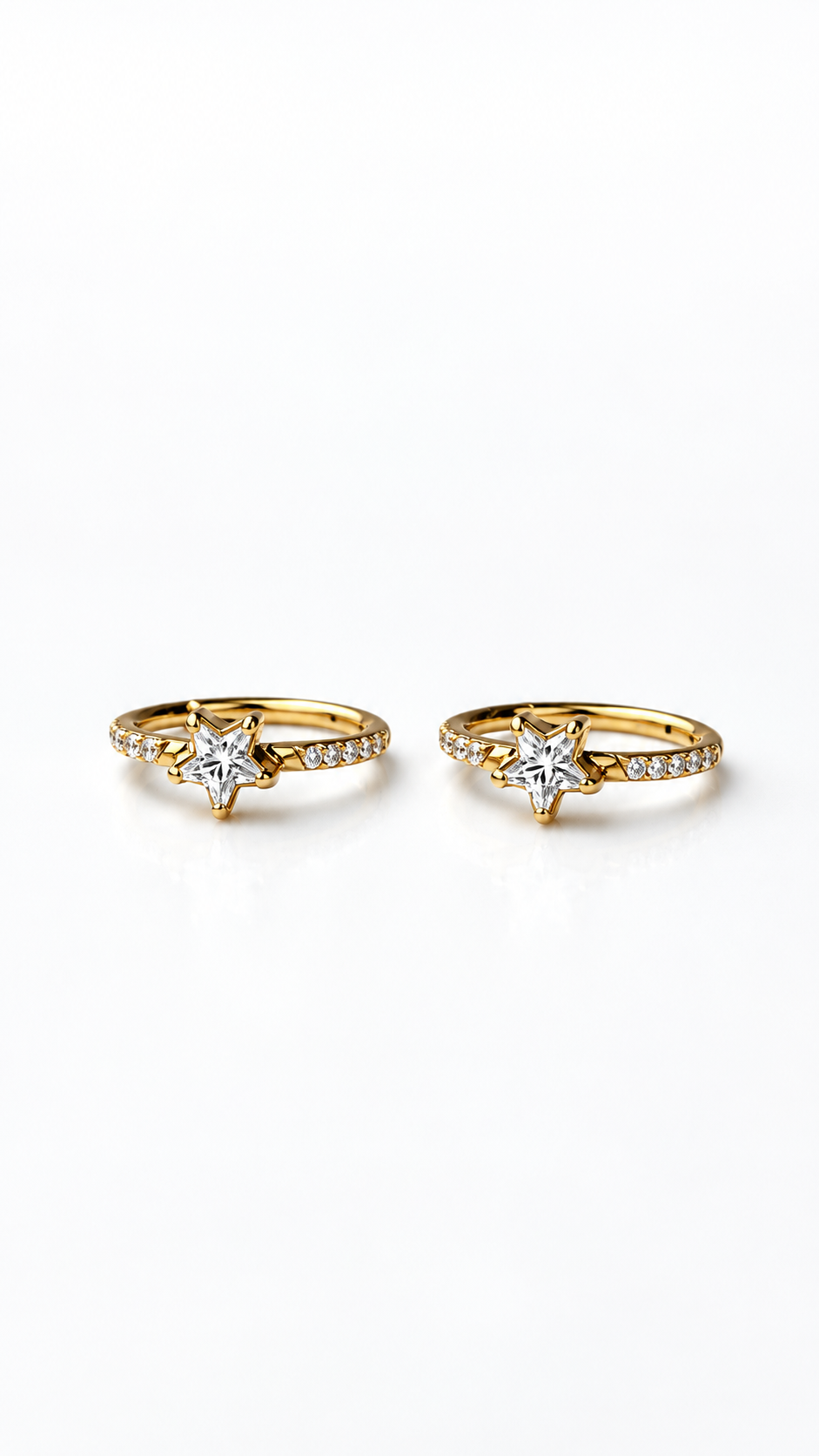 The Dainty Star Hoops in 8mm (Titanium, 18K PVD gold-plated ASTM F136 medical-implant grade)