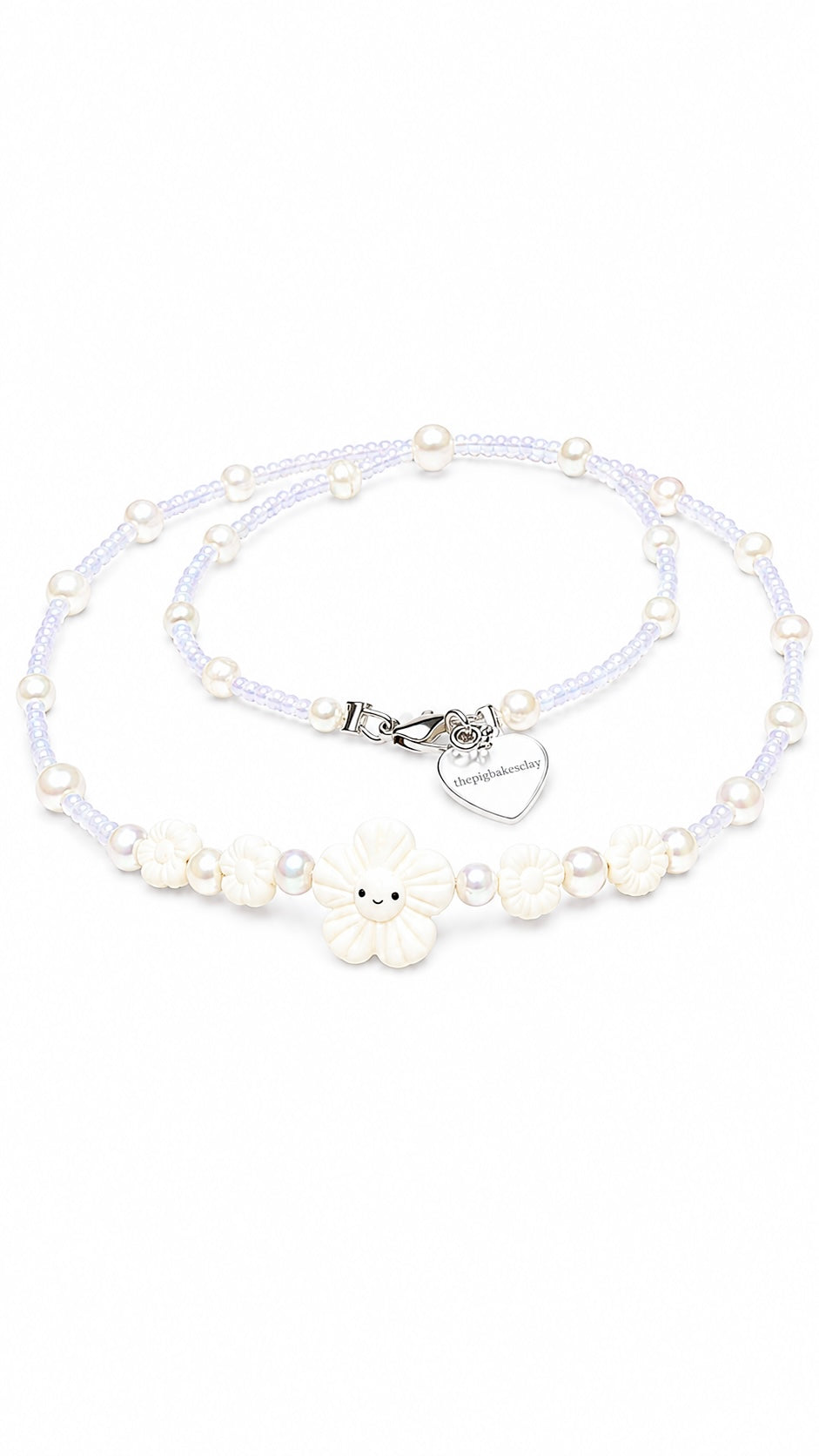 Kueh Bangkit Flower Hand-Beaded Necklace