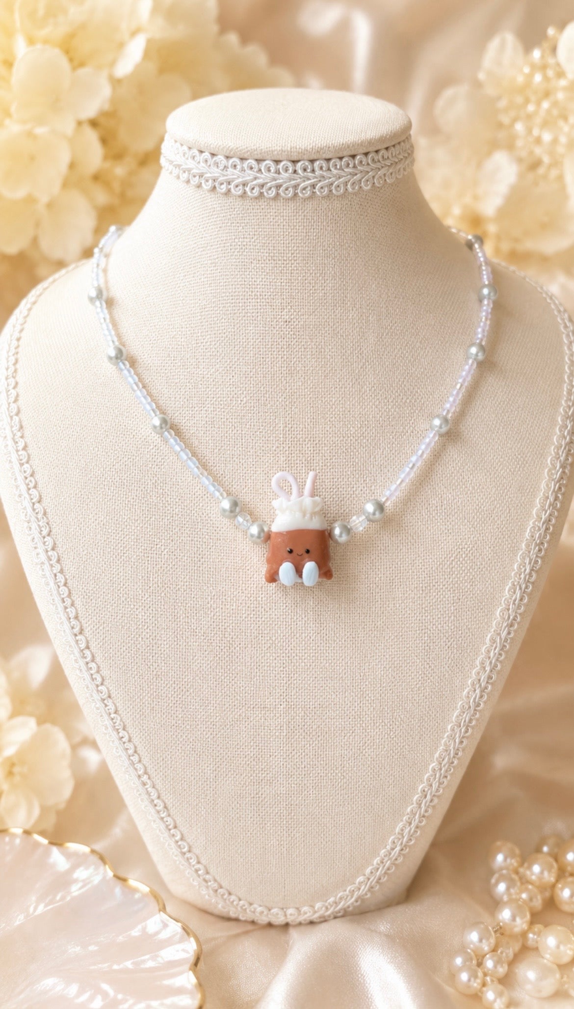 Teh Dabao Bag Hand-Beaded Swarovski Pearl Necklace