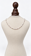 Iridescent Mauve Faux Pearl Necklace (hand-beaded)