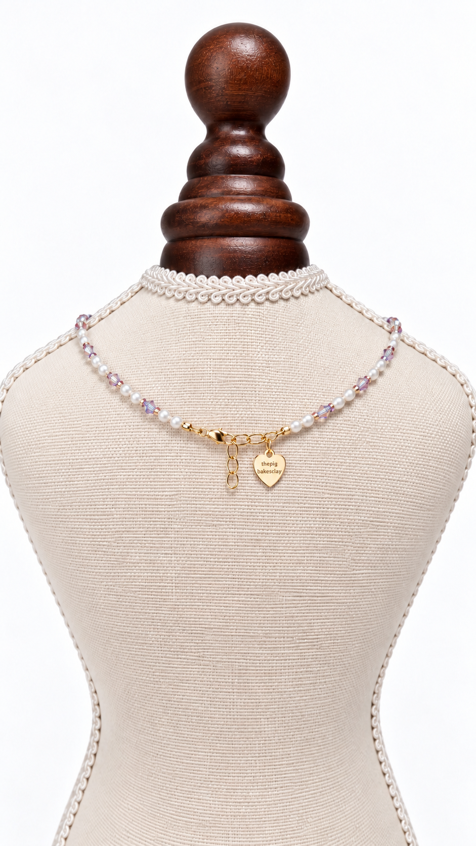 Iridescent Mauve Faux Pearl Necklace (hand-beaded)