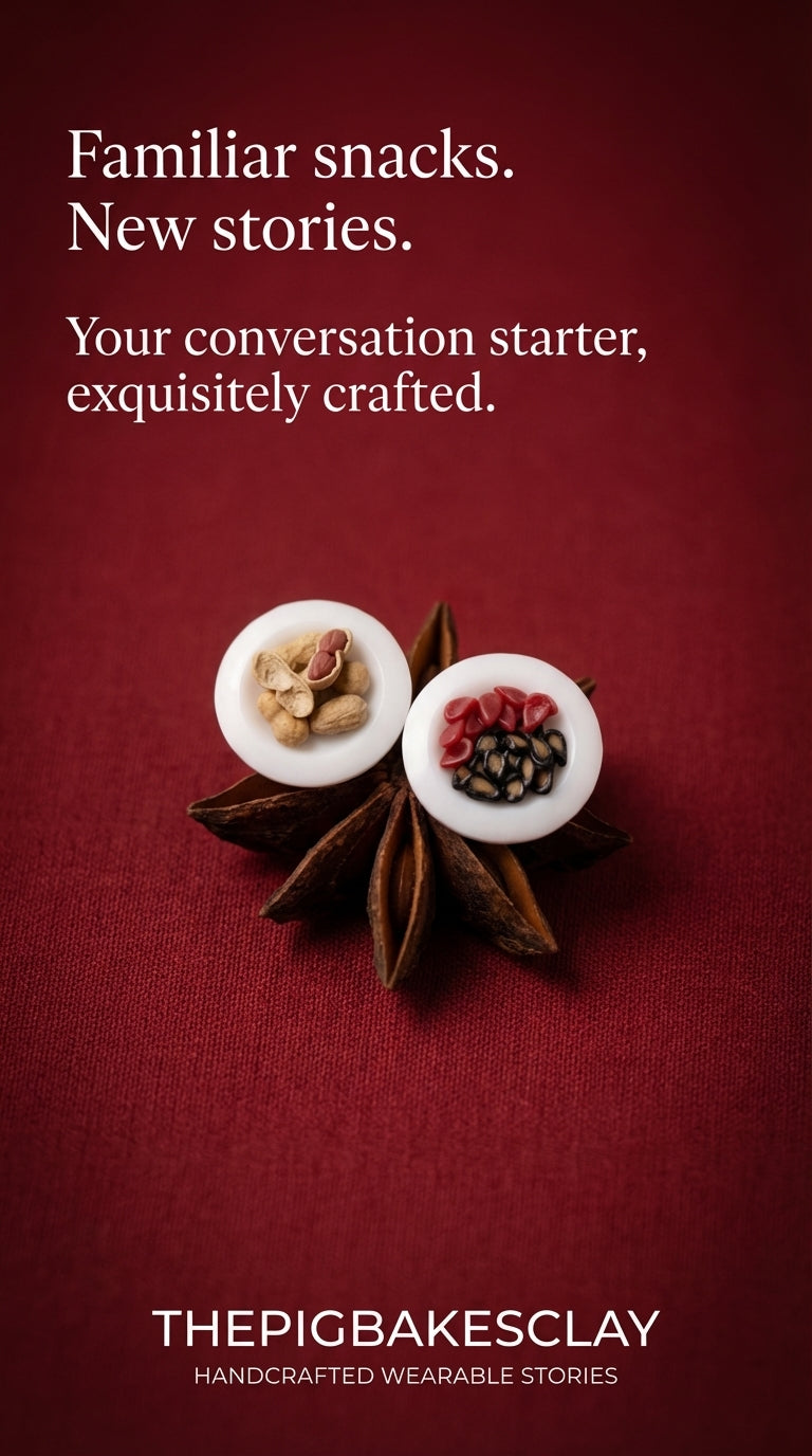 Guazi and Peanuts on Plates Earring Studs