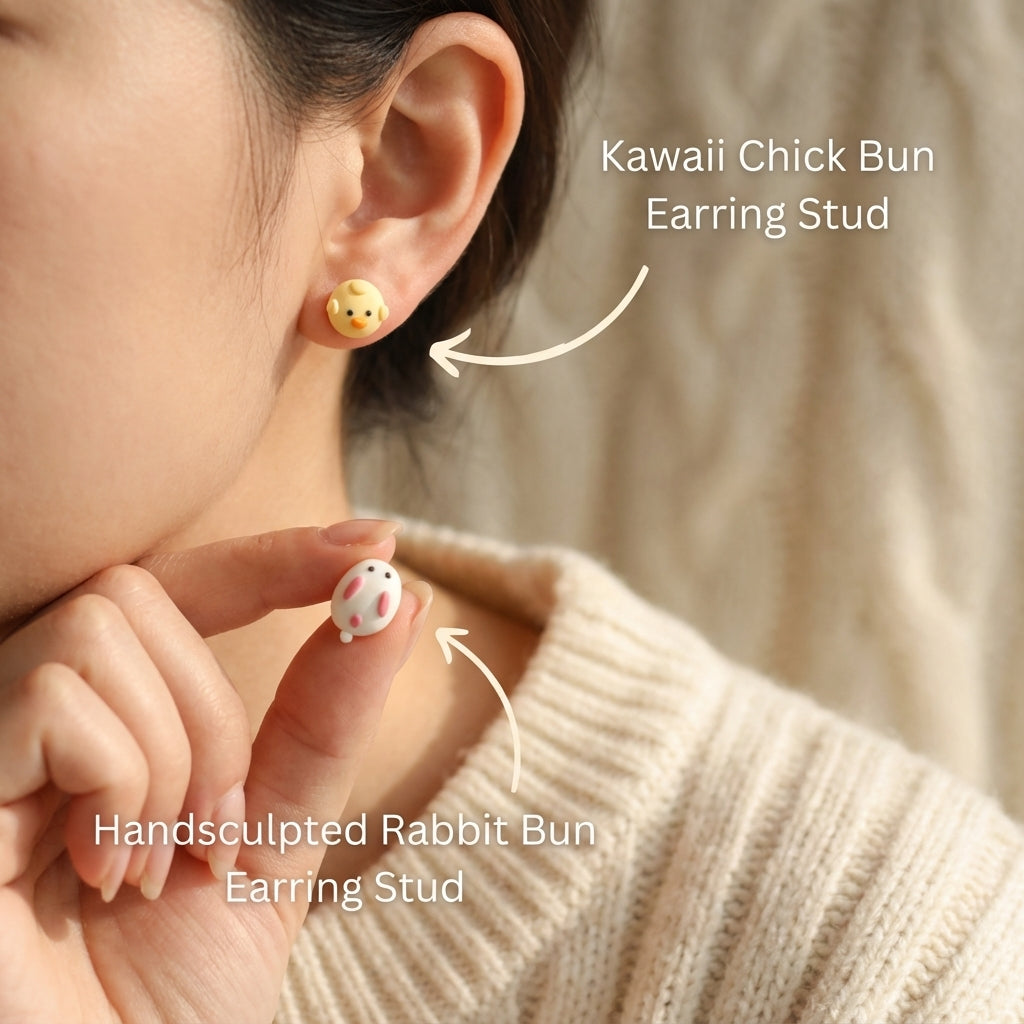 Chick and Rabbit Chinese Bao Studs