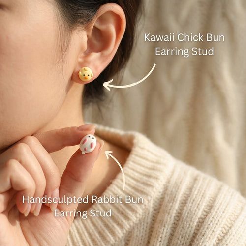 Chick and Rabbit Chinese Bao Studs