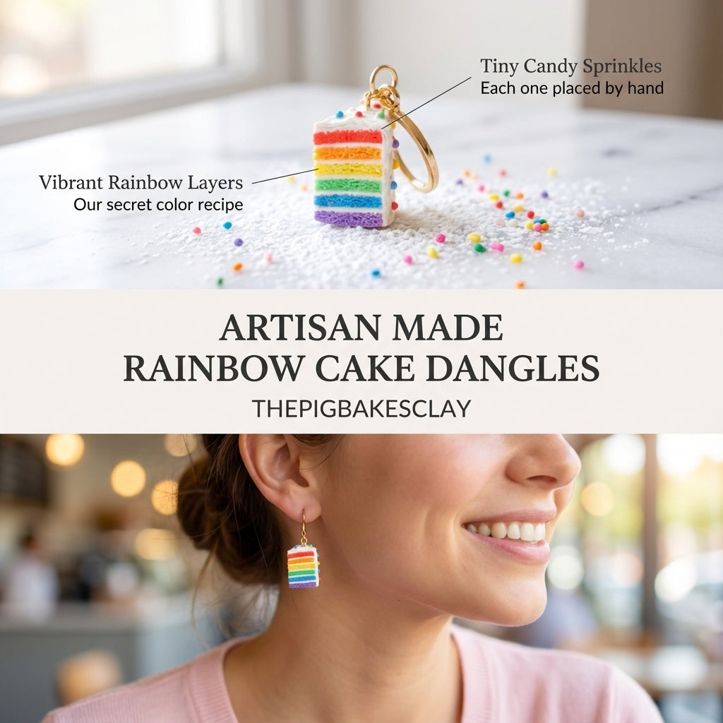 Rainbow Cake Gold Hoop Dangles