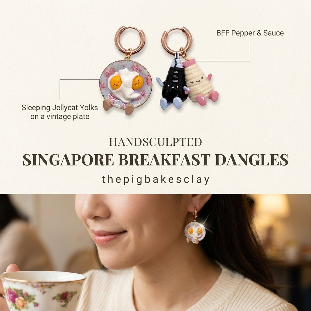 Soft Boiled Eggs and Soy Sauce and Pepper Bottles Jellycats Rose Gold Hoop Huggies