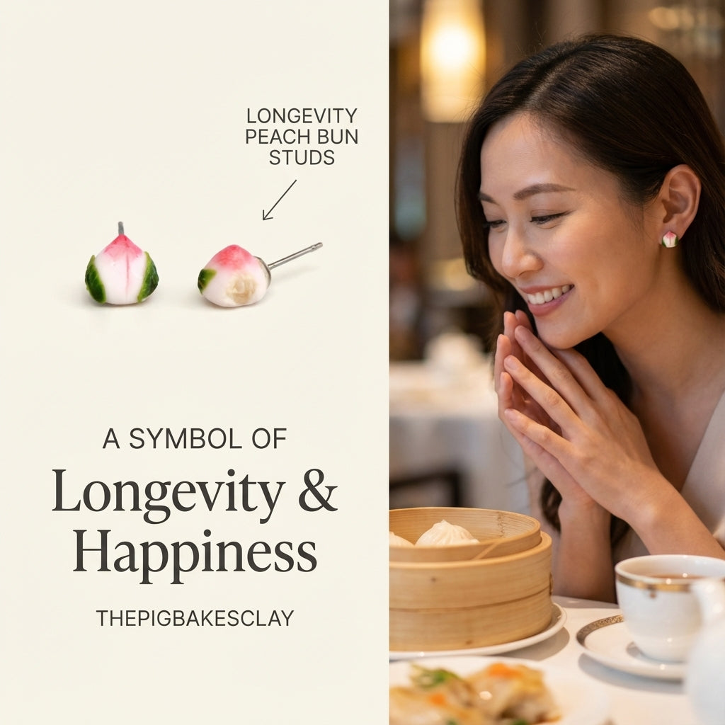 Longevity Peach Bun Earring Studs