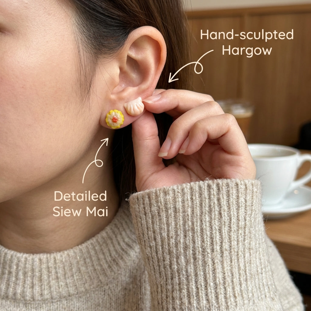 Siew Mai and Hargow Dim Sum Earring Studs