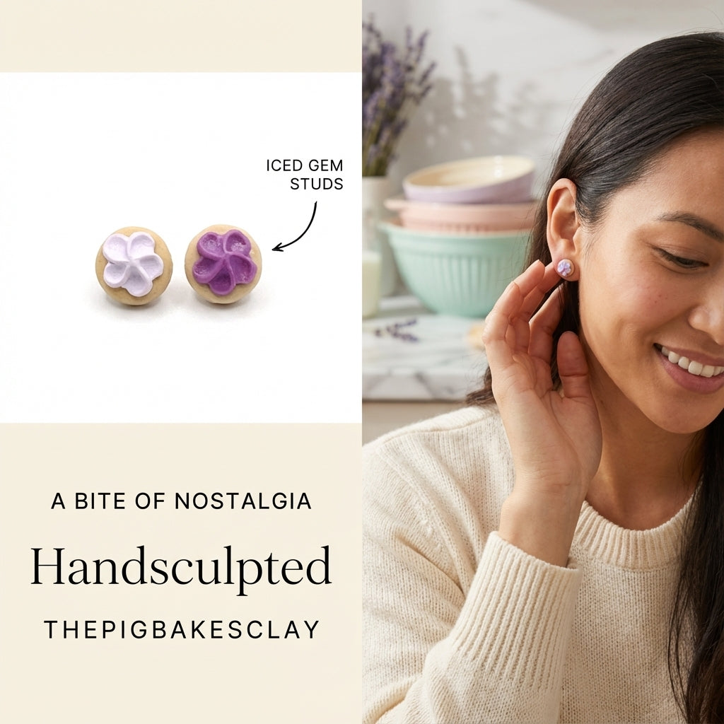 Iced Gem Biscuit Earring Studs