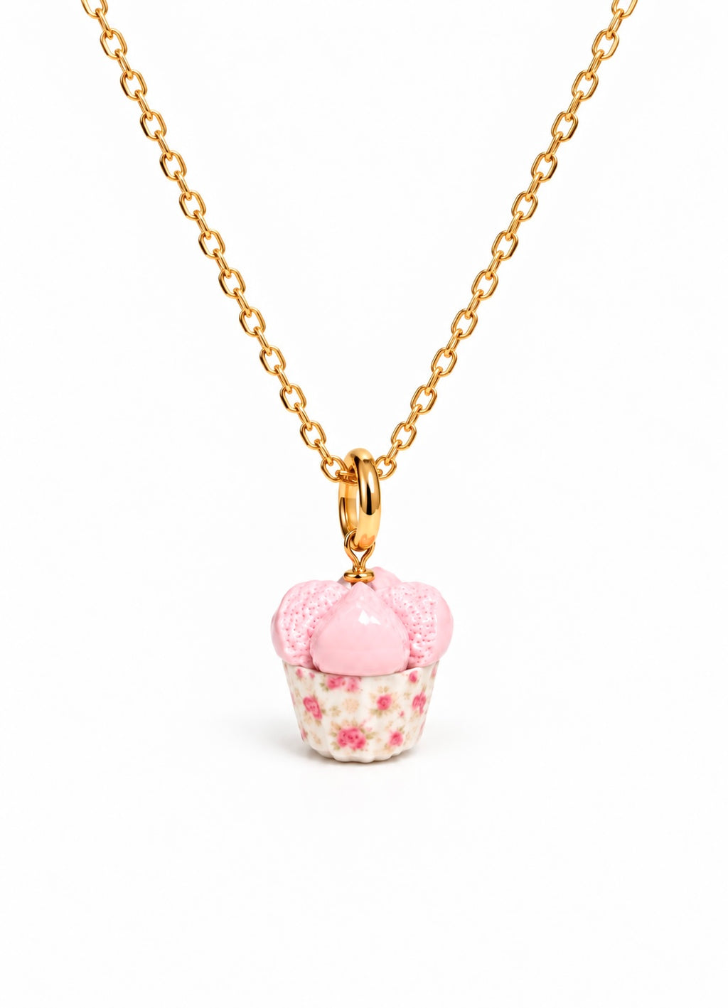 Huat kueh vintage floral charm worn as a necklace pendant
