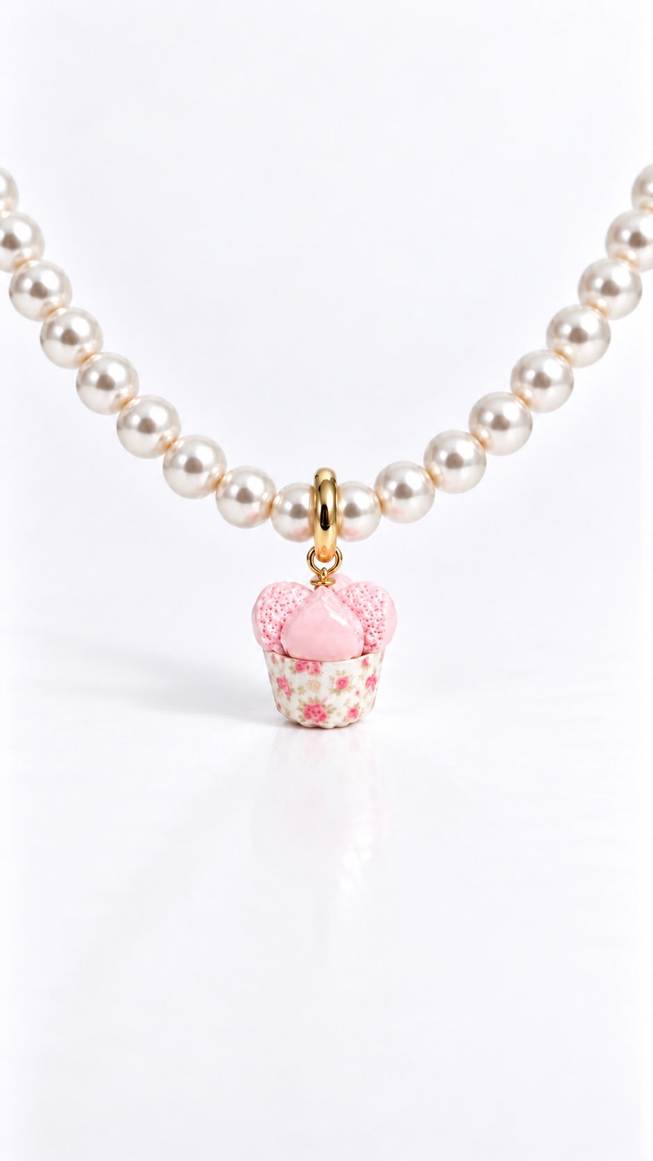 Huat kueh miniature charm in vintage floral polymer clay on white background